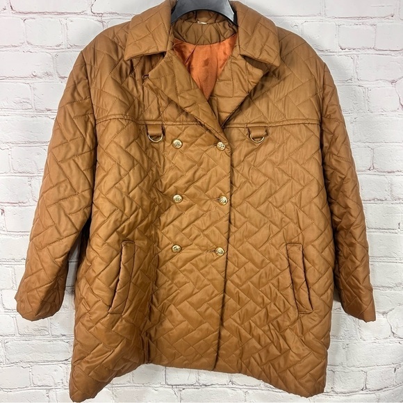Women’s vintage plus size quilted puffer brown coat 2X pockets neutral - Picture 1 of 5